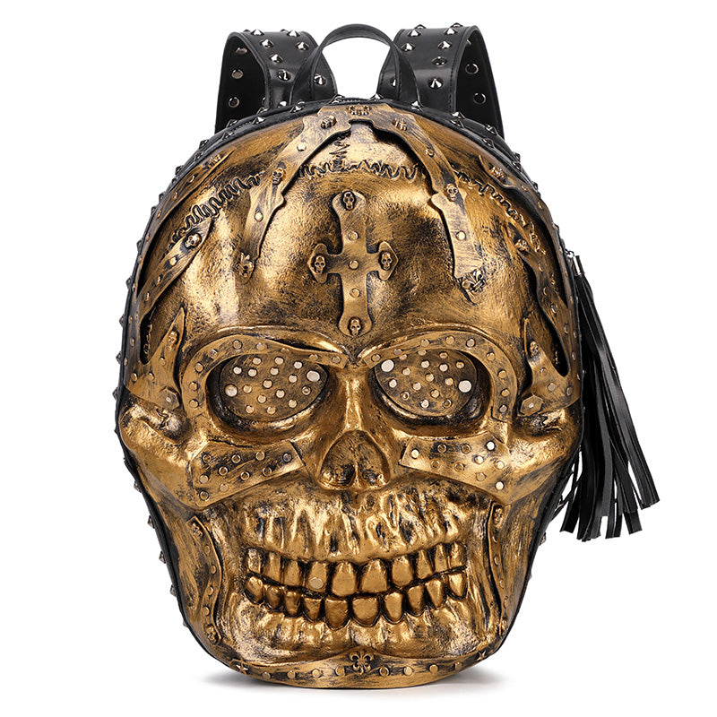 3D Backpack 3D  PU Leather Skull Studded Backpack-4