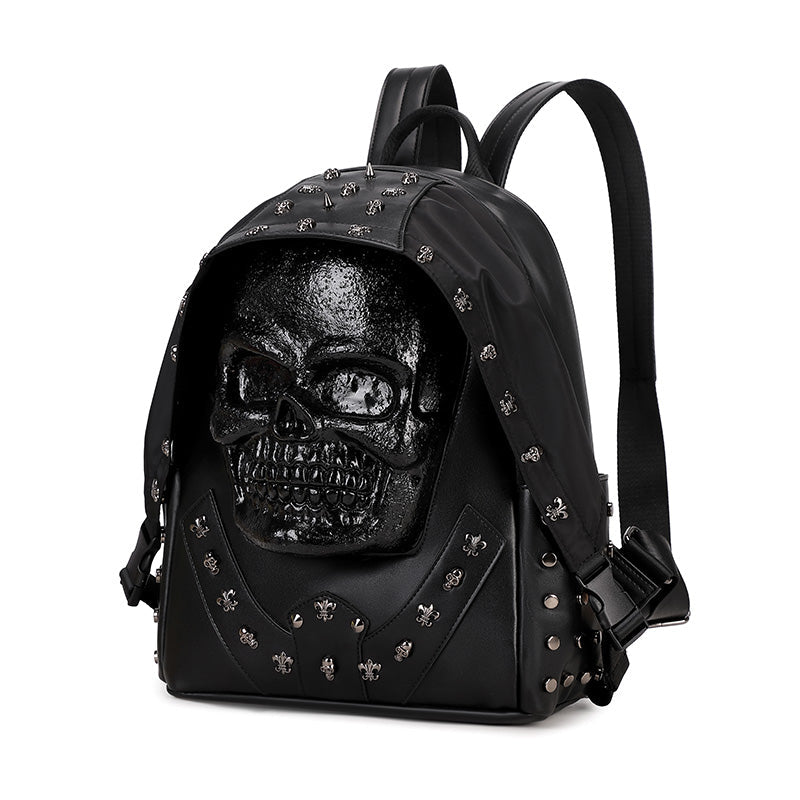 3D Backpack 3D  PU Leather Skull Studded Computer Backpack-3