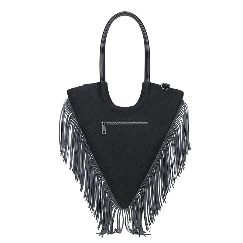 3D Backpack 3D PU Leather Studded Heart Skull Tassle Cross Body Punk Bag,-4