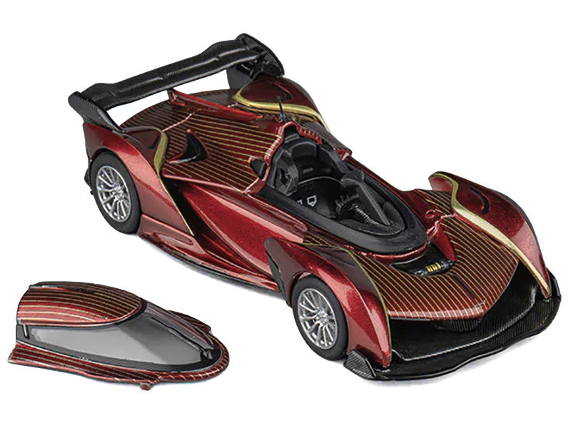 McLaren Solus GT Wine Red Metallic with Gold Stripes 1/64 Diecast Model Car by CM Model-2