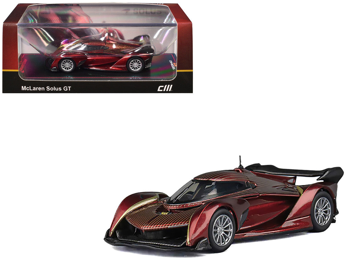 McLaren Solus GT Wine Red Metallic with Gold Stripes 1/64 Diecast Model Car by CM Model-4