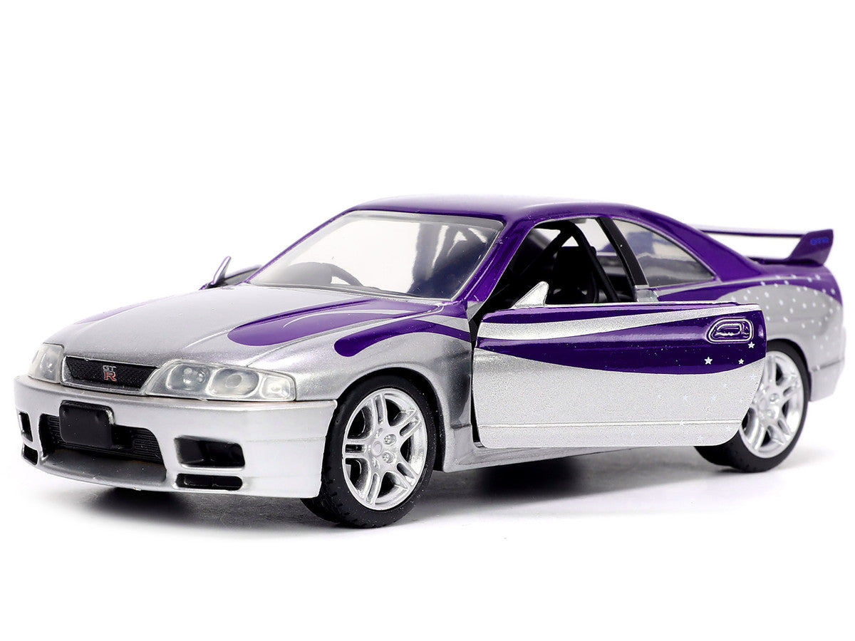 1995 Nissan Skyline GT-R (BCNR33) Purple and Silver Metallic "Fast & Furious" Series 1/32 Diecast Model Car by Jada-1