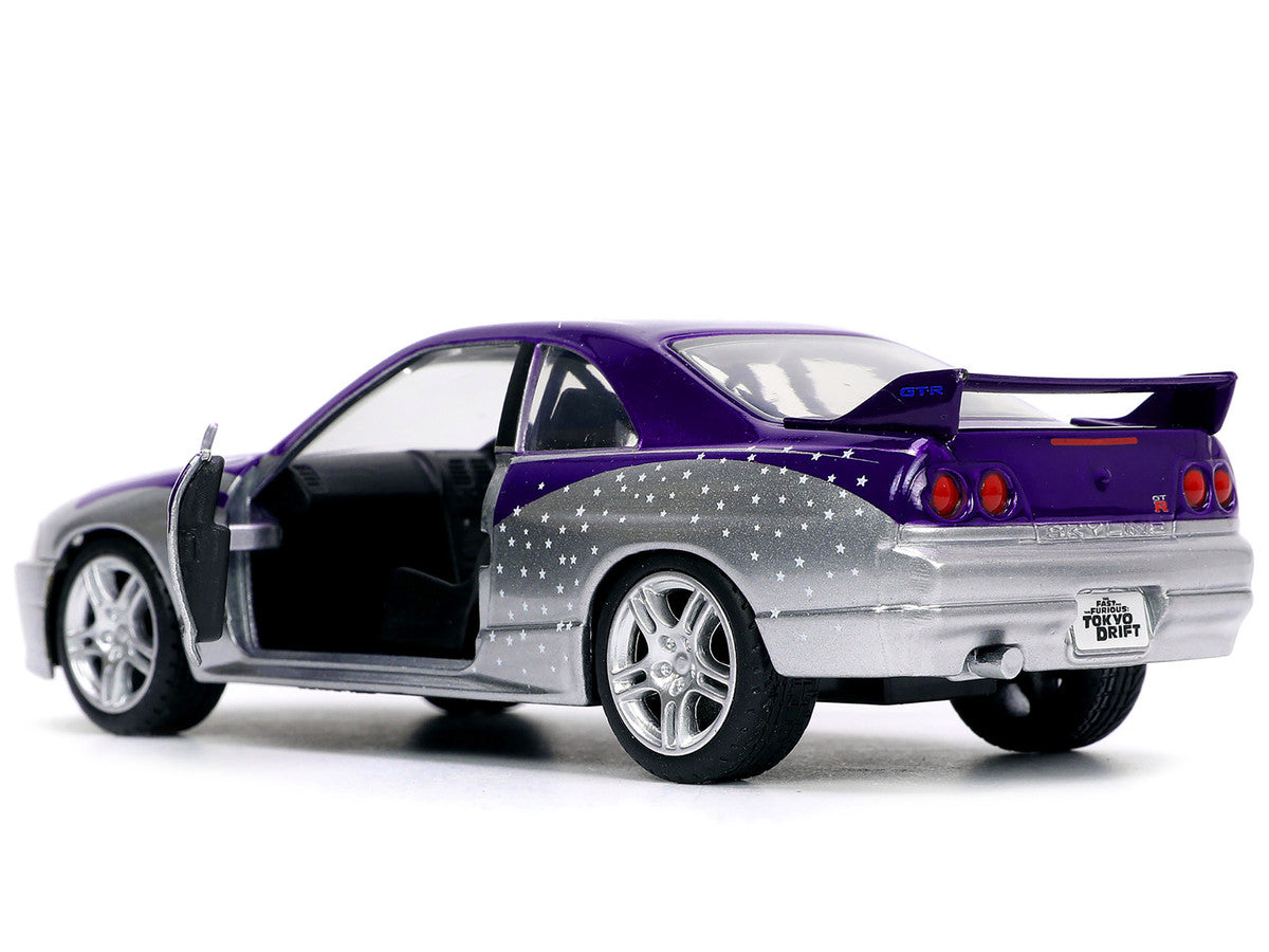 1995 Nissan Skyline GT-R (BCNR33) Purple and Silver Metallic "Fast & Furious" Series 1/32 Diecast Model Car by Jada-3