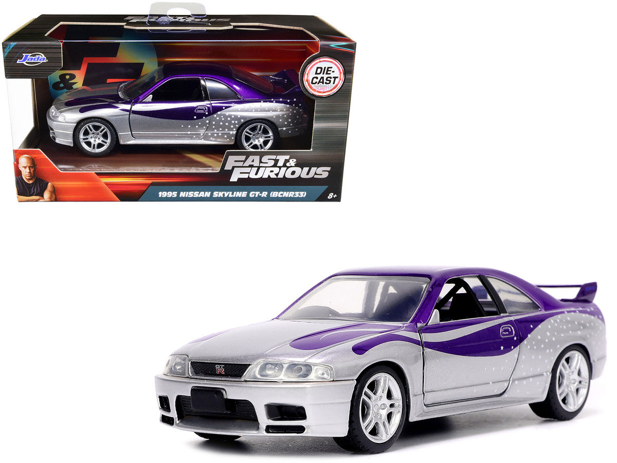 1995 Nissan Skyline GT-R (BCNR33) Purple and Silver Metallic "Fast & Furious" Series 1/32 Diecast Model Car by Jada-0