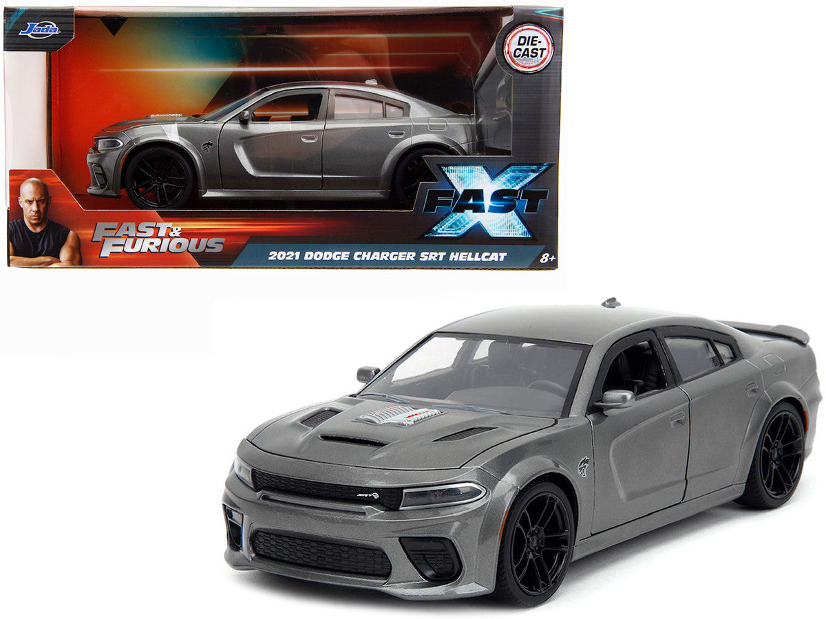 2021 Dodge Charger SRT Hellcat Gray Metallic "Fast X" (2023) Movie "Fast & Furious" Series 1/24 Diecast Model Car by Jada-0
