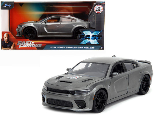2021 Dodge Charger SRT Hellcat Gray Metallic "Fast X" (2023) Movie "Fast & Furious" Series 1/24 Diecast Model Car by Jada-0