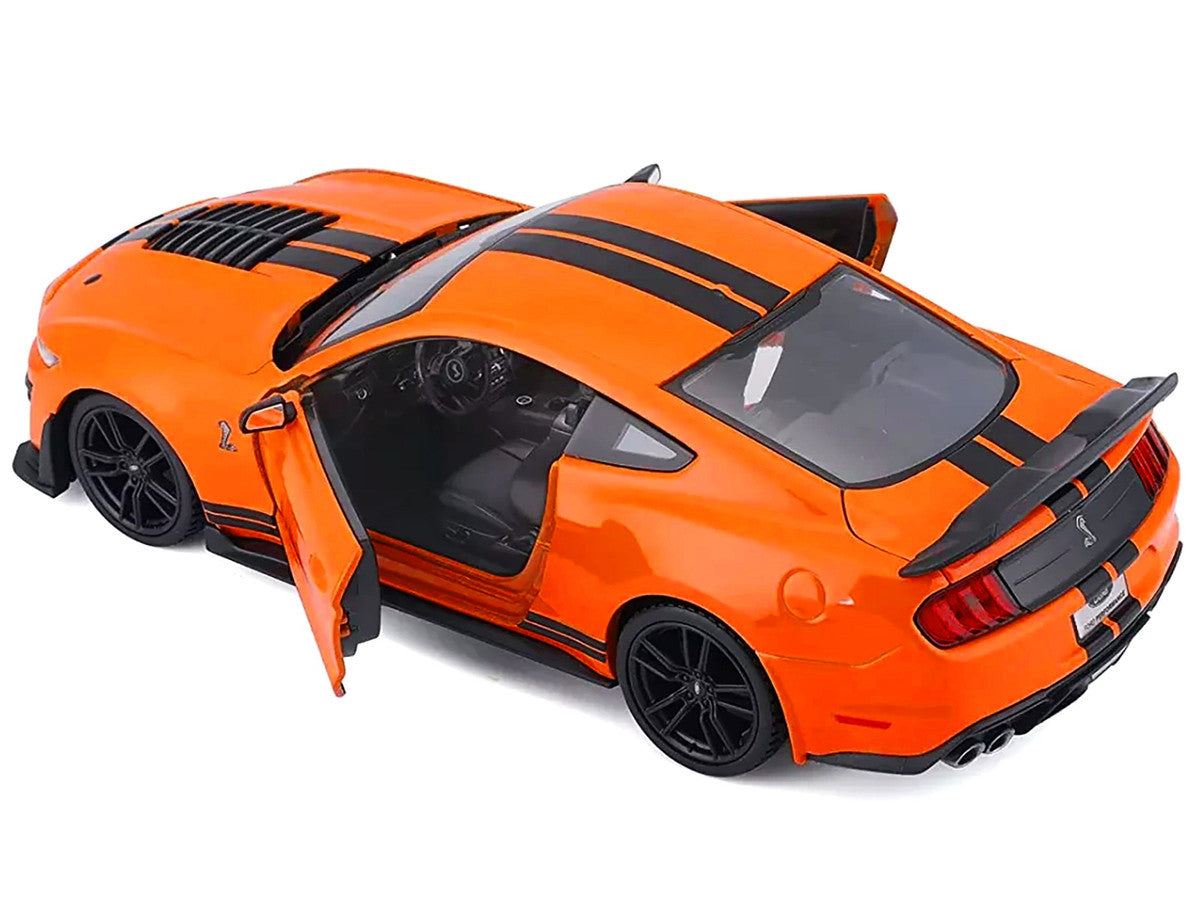 2020 Ford Mustang Shelby GT500 Bright Orange with Black Stripes 1/24 Diecast Model Car by Maisto-1